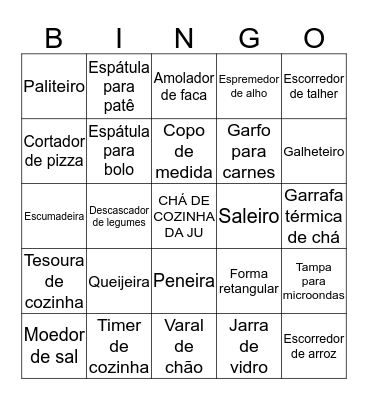 CHÁ DE COZINHA DA JU Bingo Card
