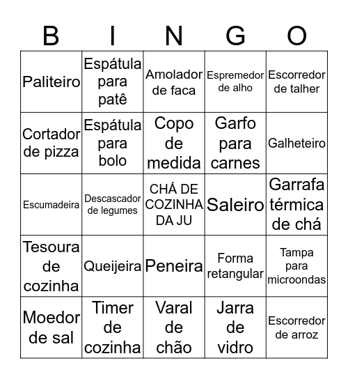 CHÁ DE COZINHA DA JU Bingo Card