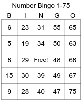 Traditional Number Bingo