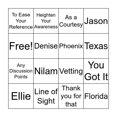 R3 Bingo Card