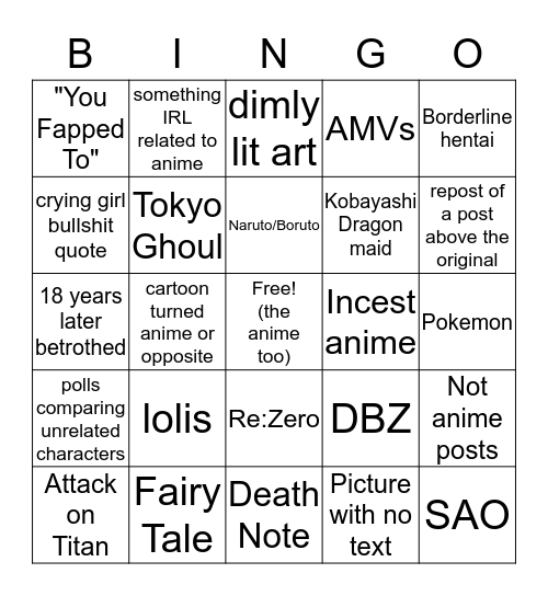 GAC Bingo Card