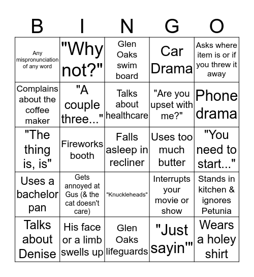 Jim isms Bingo Card