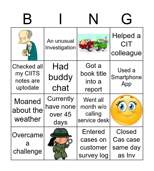 July Bingo Fun! Bingo Card