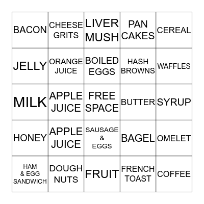 HENDERSON GROVE MEN'S PRAYER BREAKFAST BINGO Card