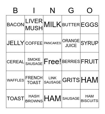 HENDERSON GROVE MEN'S PRAYER BREAKFAST BINGO Card
