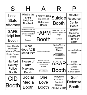 Are you SHARP Bingo Card