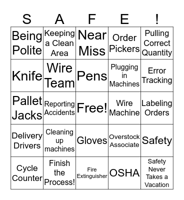 Elliott Electric Supply Bingo Card