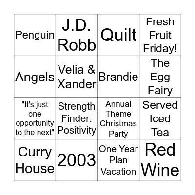 Cynthia's Bingo Card