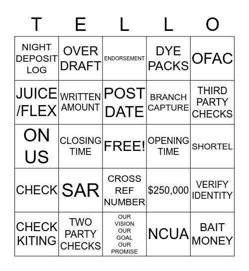 TELLO Bingo Card