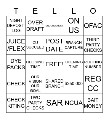 TELLO Bingo Card