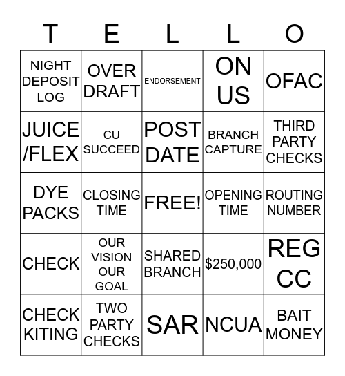 TELLO Bingo Card