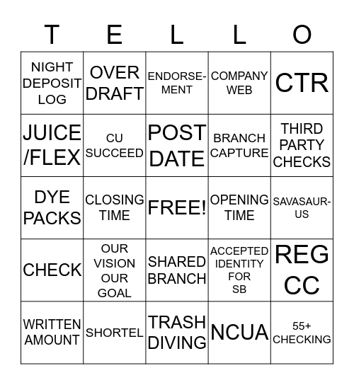 TELLO Bingo Card