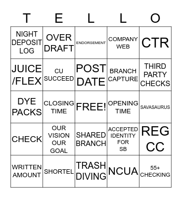 TELLO Bingo Card