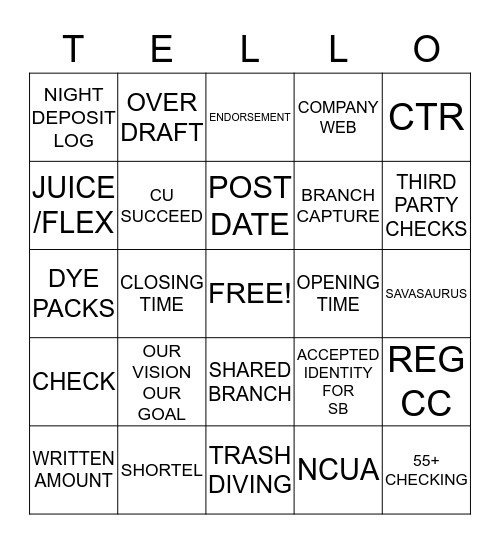 TELLO Bingo Card