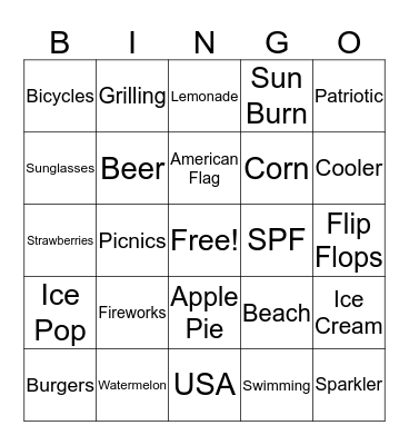 Team 2 July 4th Bingo Card