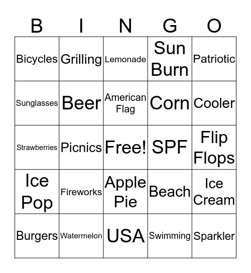 Team 2 July 4th Bingo Card