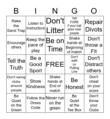 RESPECT Bingo Card