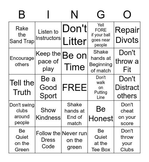 RESPECT Bingo Card