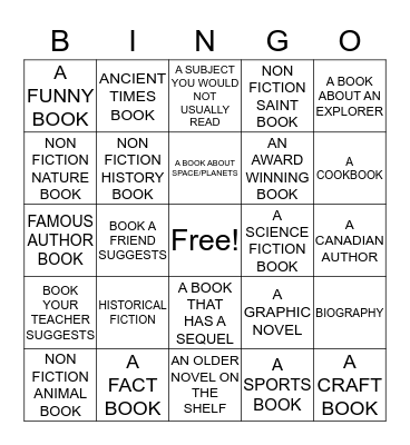 INTERMEDIATE READING BINGO Card