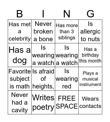 Harman Bingo Card