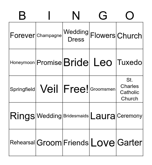 Bachelorette Bingo Card