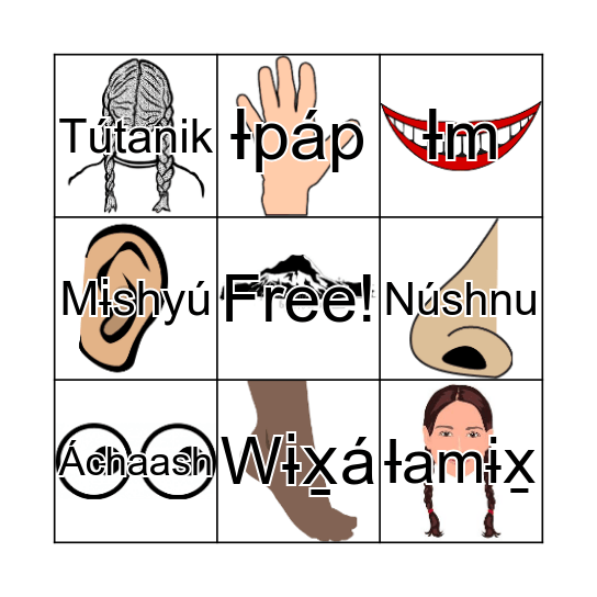 Wawnákwshash Bingo Card