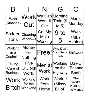 Mental Floss Music Bingo: Labor Days Bingo Card