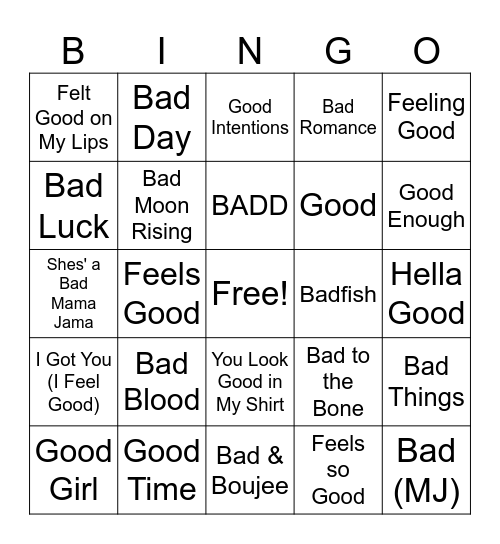 DJShannonNC Presents: So Bad It's Good Bingo Card