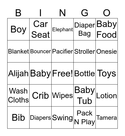 BABY SHOWER BINGO Card