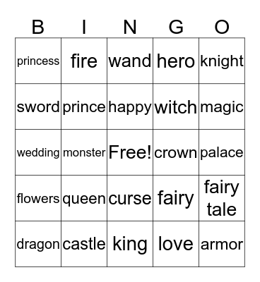 Fairy Tale Bingo Card