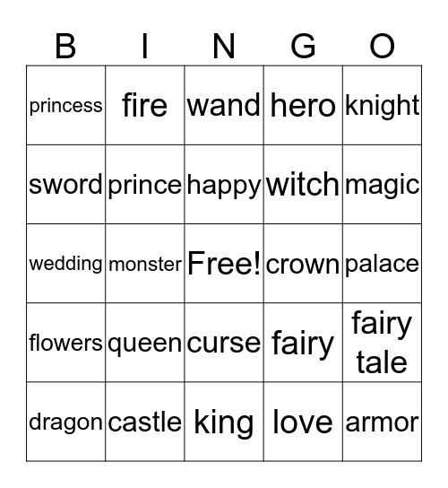 Fairy Tale Bingo Card
