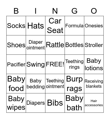 Baby Bingo Card