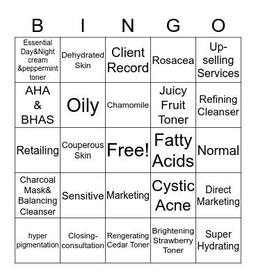 Product Selling Bingo Card