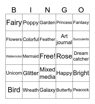 Amelia'a Art Corner Bingo Card