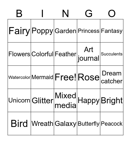 Amelia'a Art Corner Bingo Card