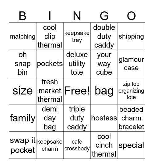 Thirty One Bingo Card