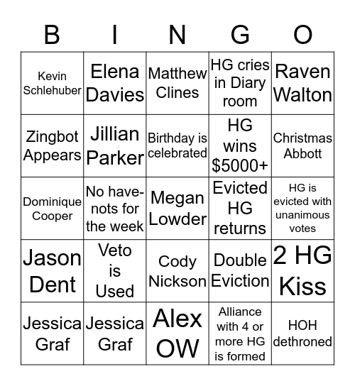 #BB19 Bingo Card