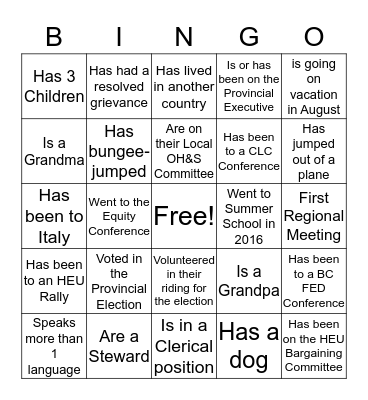 HEU BINGO Card