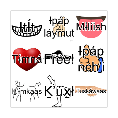 Wawnákwshash Bingo Card