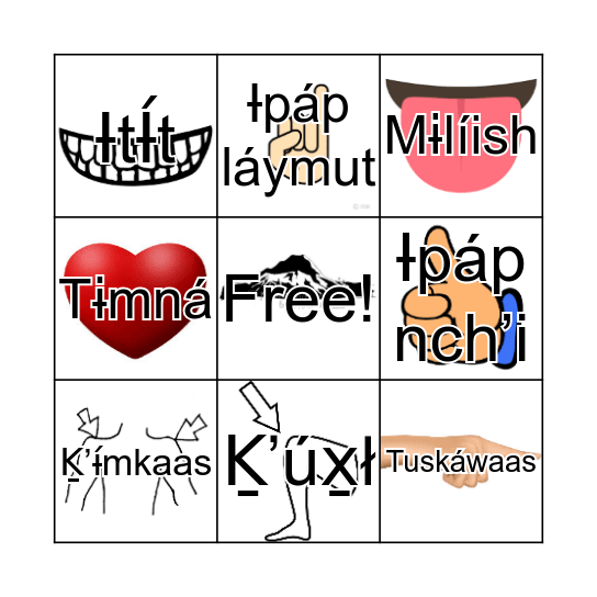 Wawnákwshash Bingo Card