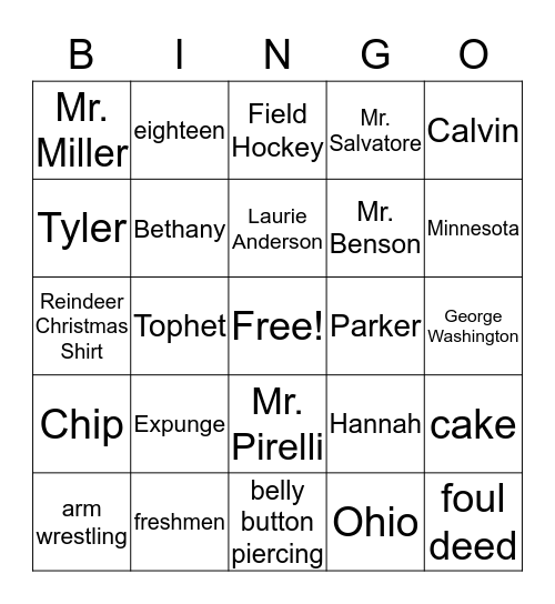 TWISTED Bingo Card