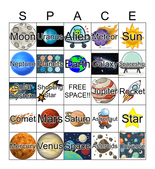 Adventures in Space Bingo Card