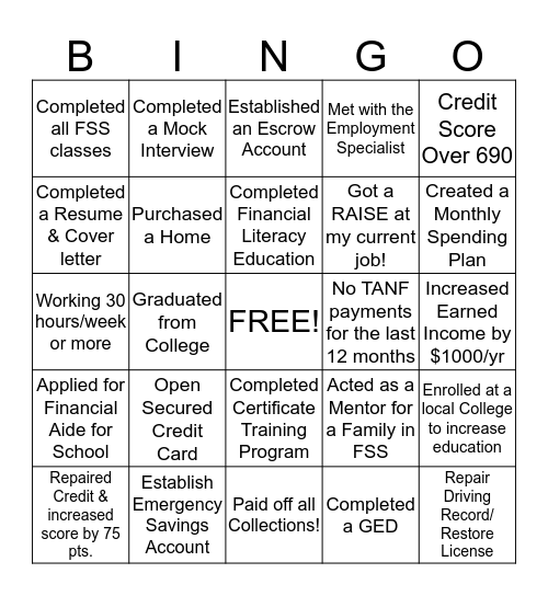 FSS Bingo Card