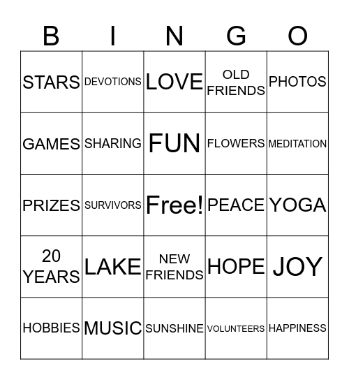 CAMP PHOENIX  Bingo Card