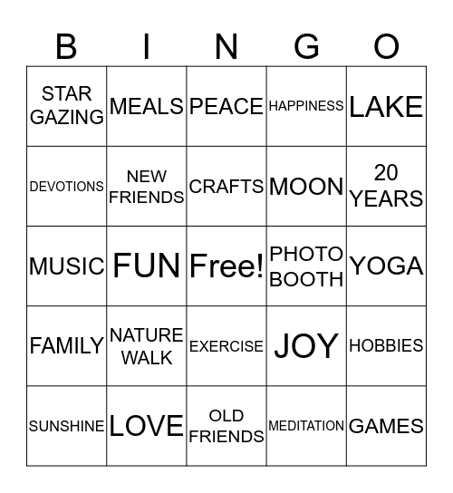 2017 CAMP PHOENIX  Bingo Card