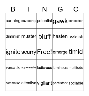 vocabulary Bingo Card