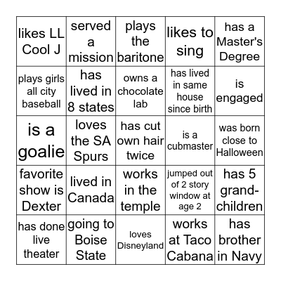 The Berry Family Reunion Bingo Card