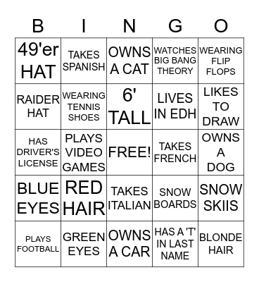 MIX IT UP BINGO Card