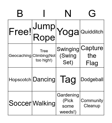 Participation 150 Bingo Card