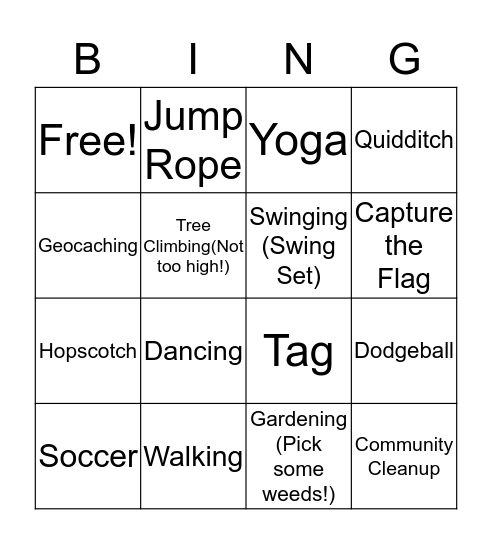 Participation 150 Bingo Card